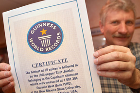 Dr. Paul Bosland with Guinness Record Certificate